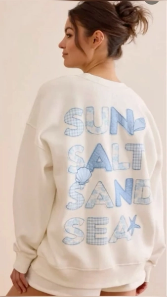 Sun Sand and Sea Pullover in Coconut in 2026 | Cute sweatshirts, Patchwork hoodie, Clothes