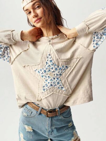 Bohemela Plus Size Women Casual Loose Fit Round Neck Long Sleeve T-Shirt,Holiday Outfits For Women,Fall Clothes For Women