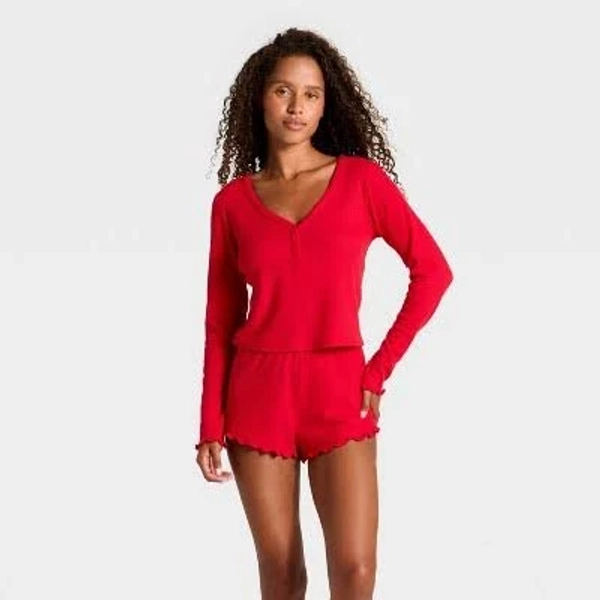 Wild Fable Women's Waffle Long Sleeve Pajama Set