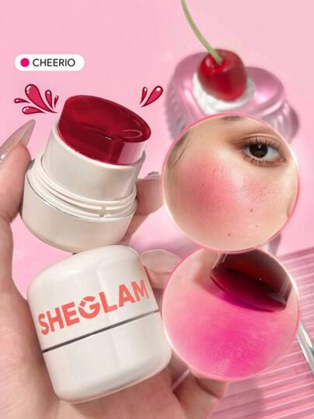 SHEGLAM Jelly-Licious Hydrating Lip & Blush Tint-Cheerio 4 Colors Watery Blush Stick Long Lasting Pigment Dual-Use Natural Pigment Jelly Texture Face Makeup Rare Brand Beauty Makeup Cosmetic For Women Girls Perfect For Fall Winter Ideal For Y2K Fancy Fashion Suitable For Birthday Present Halloween Party Ready Best Color