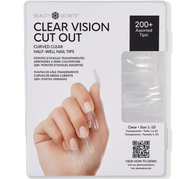 Beauty Secrets Clear Vision Cut Out Curved Half-Well Nail Tips