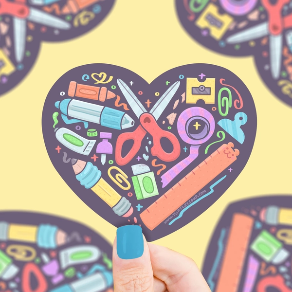 Heart Stationery Sticker: Waterproof Vinyl Decal for Planners