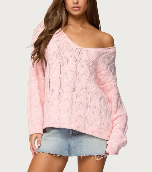 Edikted Women's Inga Oversized Cable Knit Sweater