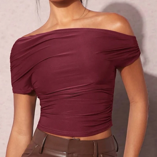 SHEIN Women's Off-Shoulder Pleated Top