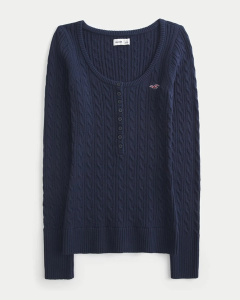 Cable-Knit Icon Henley Sweater