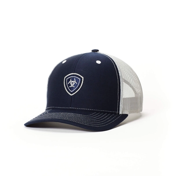 Navy Shield Mesh Snap Back Cap