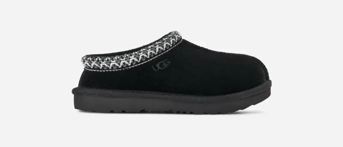 UGG® Kids' Tasman II Suede Slippers in Black/, Size 1K