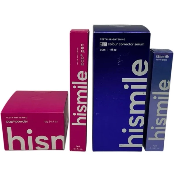 Lot Of 4- Hismile- Teeth Whitening Pen & Powder, Brightening Serum,