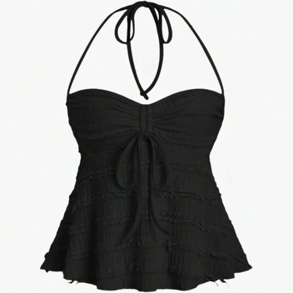 Sweetra Drawstring Front Halter Top