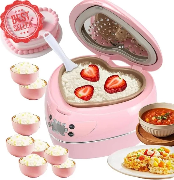 Pink 8-cup Smart Rice Cooker W/ Timer Keep Warm Brown Rice Yogurt Cake