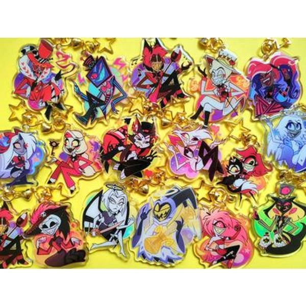 LAST CHANCE! Hazbin Hotel Acrylic Epoxy Keychains Alastor Charlie Vaggie Angel Dust Husk Husker Lucifer Vox Valentino Sr.Pentius Niffty Adam