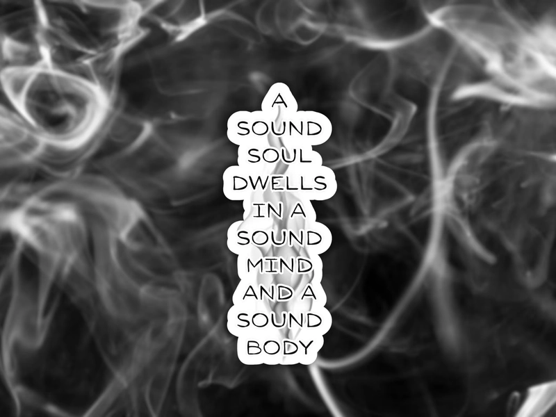 A Sound Soul Dwells in a Sound Mind Glossy Vinyl Sticker, Multiple Sizes Available, Great for Laptops, Water Bottles, Notebooks, Kindles