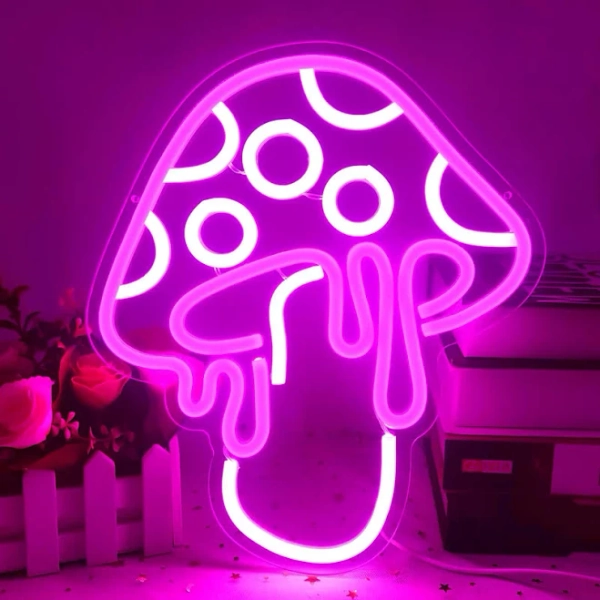 Ajoyferris Mushroom Neon Sign Dimmable Led Cute Night Light 3d Wall Art Mushroom Neon Signs For Game Room Bedroom Decor Holiday Gift For Ch