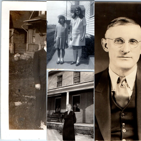 x4 Lot 1940s-70s Snapshot Photos Wedding Man Suit Children Sisters Grandma Vtg