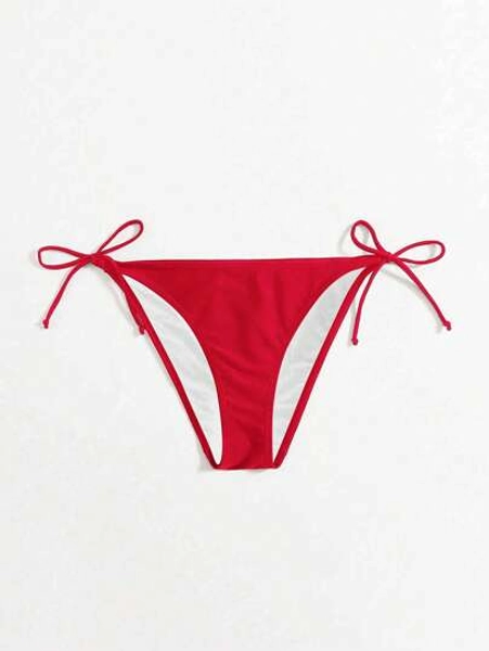 SHEIN Swim Summer Beach Tie Side Bikini Bottom