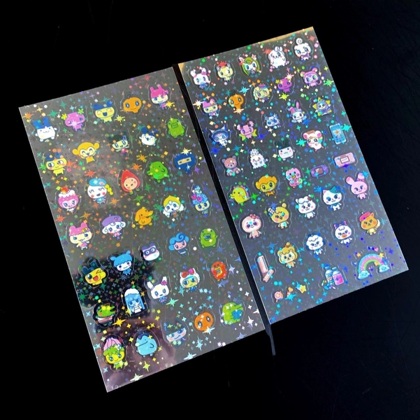 2 TAMAGOTCHI Japanese ANIME  STICKERS | stationary | cute | animation | holographic | journal | bookish | scrapbooking | kawaii | prism