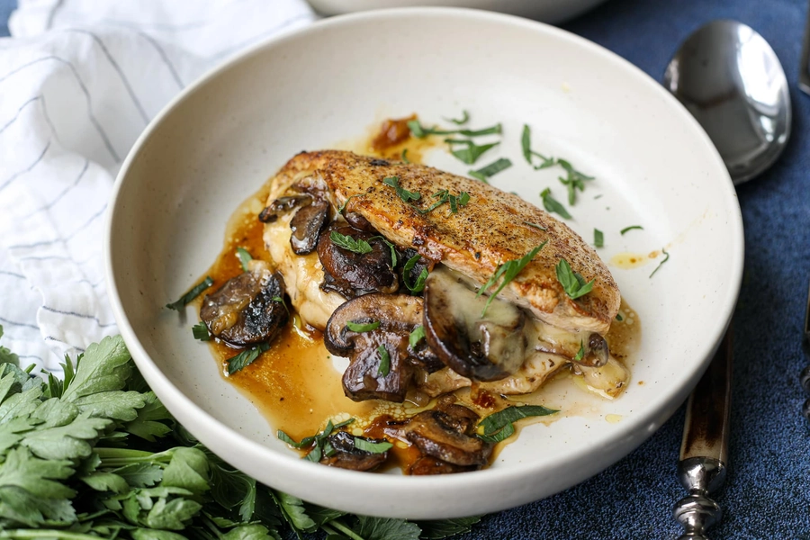 Balsamic Mushroom and Swiss Cheese Stuffed Chicken