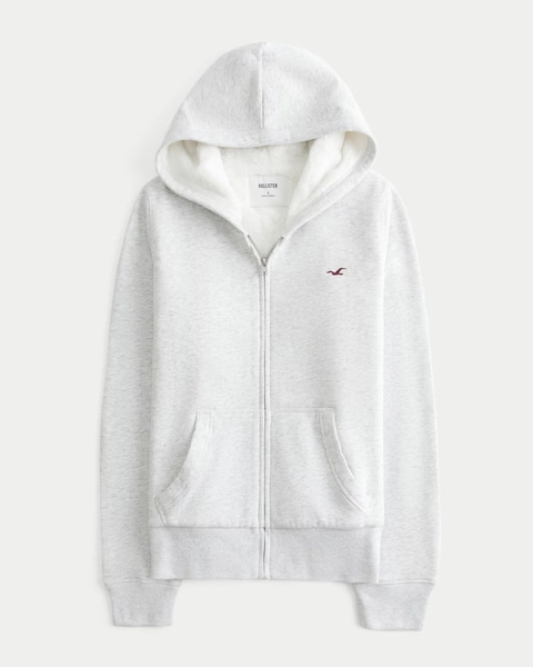 Faux Fur-Lined Zip-Up Hoodie