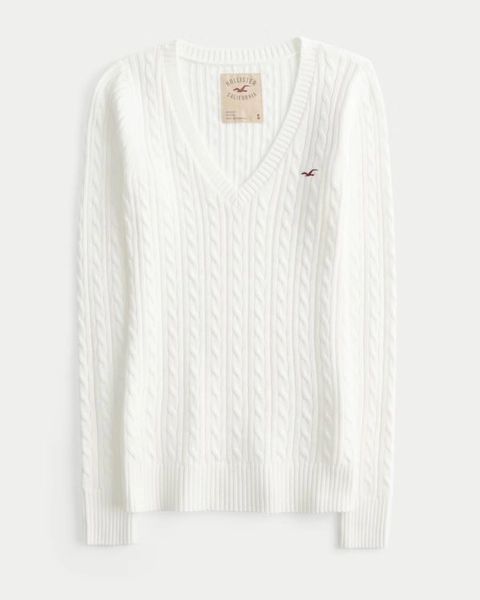Hollister Ivy Cable-Knit V-Neck Sweater