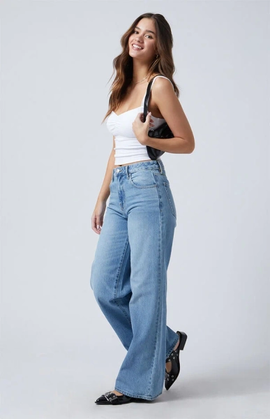 Jessie High Waisted Baggy Jeans Medium Indigo
