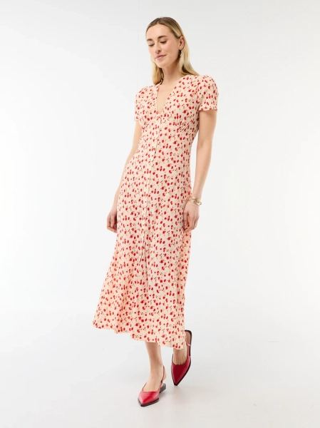 Robe longue imprimée all-over fine - Blanc