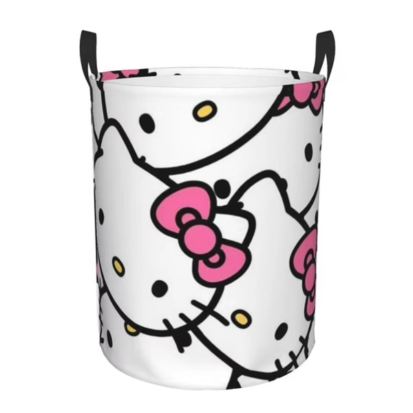 Large Laundry Basket with Handle, Hello Kitty Collapsible Laundry Hamper, Dirty Clothes Storage Basket for Living Room, Bathroom, Bedroom, College Dorm