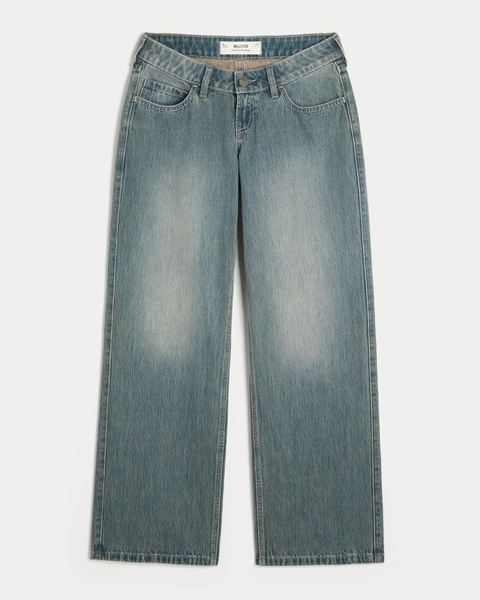Ultra Low Rise Baggy Jeans in dunkler Waschung