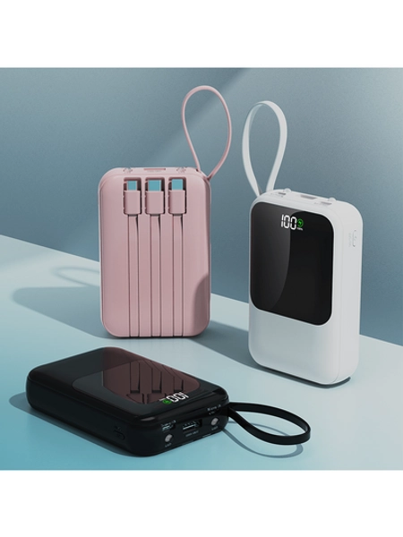 10,000mAh Fast-Charging Portable Power Bank, Compact Yet High-Capacity, Equipped With A Flashlight, Can Charge Your Phone, With 3 Built-In Data Cables. Outdoor Travel Battery Pack, LED Digital Display, Compatible With All Models. Suitable For Outdoor Use, Business Trips, Power Outages, And Emergencies. Convenient To Carry And Take On Flights.