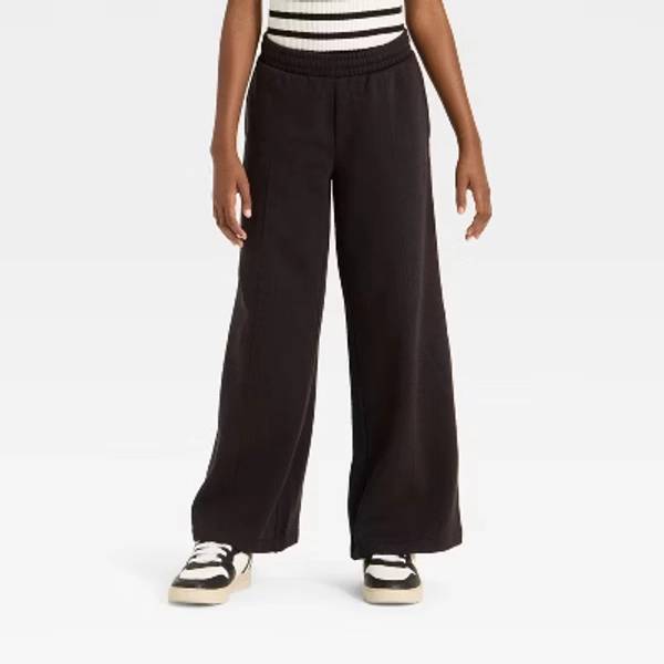 Girls' Fleece Wide Leg Sweatpants - art class™ Black L