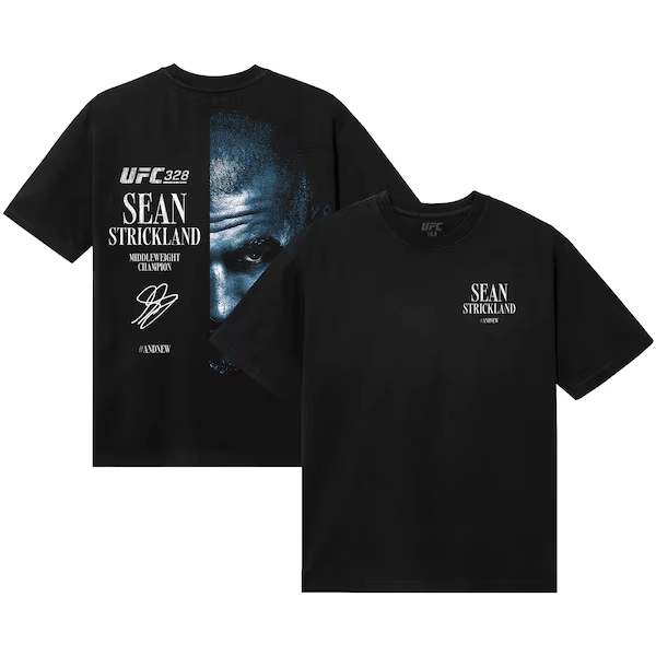 Men's Black UFC 328 Sean Strickland #AndNew T-Shirt