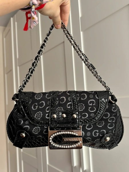 black vintage gussaci y2k shoulder bag