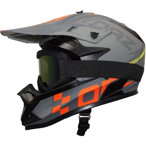 Motorcycle Full-Face Adult Helmet with Goggles, DOT Approved Motocross ATV Offroad Dirt Bike Helmet, M Size, Matte Gray
