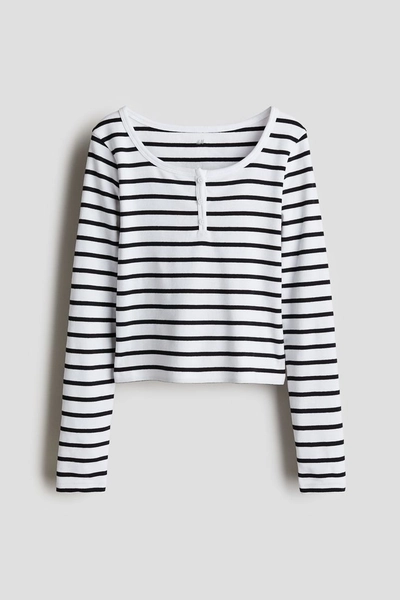 Long-Sleeved Jersey Top - White/striped - Kids | H&M US in 2025 | Tuch, Kleidung, Lange ärmel