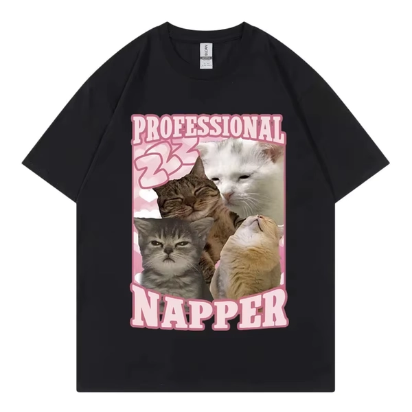 Funny Professional Napper Cat Meme T-shirt Kawaii Fashion Short Sleeve T-shirts High Quality Cotton Clothing Tee Shirt Unisex - AliExpress 