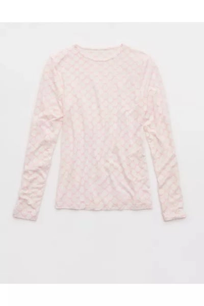 Aerie Superchill Modal Rib Long Sleeve T-Shirt Women's Pink Polish L