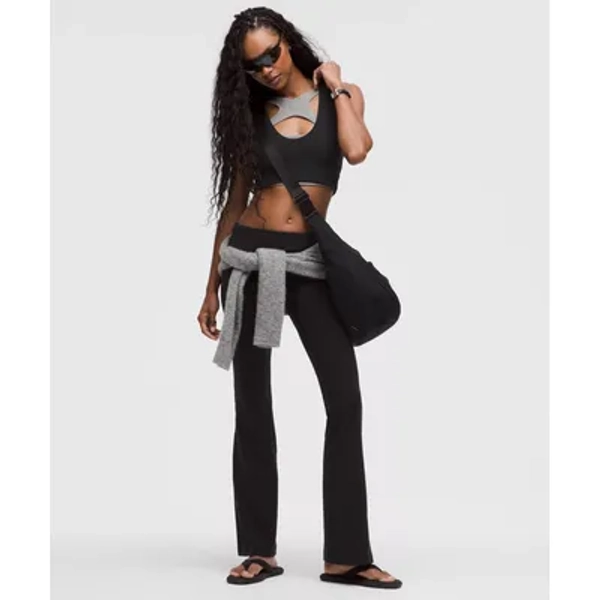 Foldover-Waist Flared Leggings