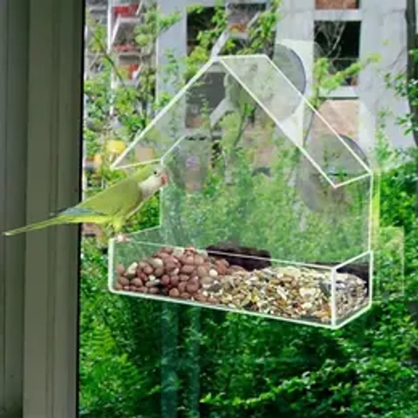 Bird Feeder, Transparent Window Hanging Bird Feeder House, Suction Cups Mounted Outdoor Hanging Feeders, Floating Bird House, Pet Supplies, Front Porch Decor