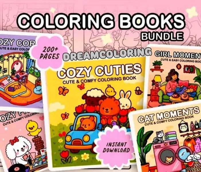 Coco Wyo Style, 200 Bundle cute coloring pages, Comfy and Cozy Coloring Book, Digital Coloring Pages Instant PDF & PNG Download