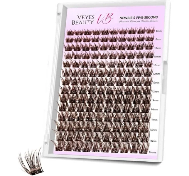 VeyesBeauty LuxeBold Brown Cluster Lash DIY Lash Extensions Tray