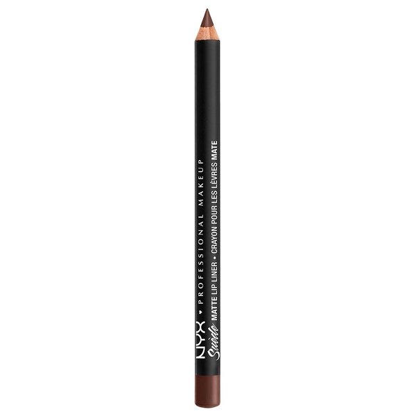 NYX Professional Makeup Suede Matte Lip Liner, Cannes, Alabama, Copenhagen, Club Hopper, Alien, Maison, London, San Paulo, Los Angeles, Kitten Heels, Cherry Skies, Downtown Beauty, Brooklyn Thorn, Whipped Caviar, Stockholm, Vintage, Soft-Spoken, Tea & Cookies, Sandstorm, Girl Bye (Berry), Spicy (Red), Moonwalk (Greige), Dainty Daze (Pink), Brunch Me (Rose), Free Spirit (Nude), Sweet Tooth (Fuschia), Cold Brew (Brown)