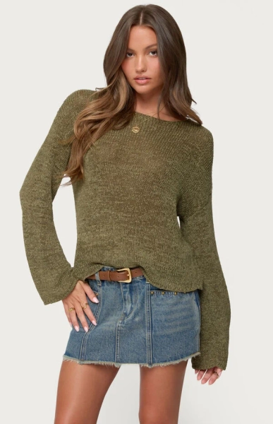 Drop Shoulder Light Knit Sweater