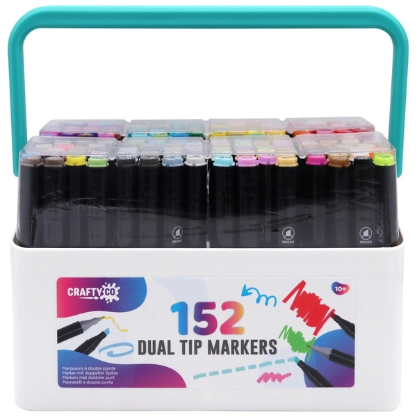 Crafty Co. Professional Dual Tip Alcohol Markers Set with Carry Case 152 Colours