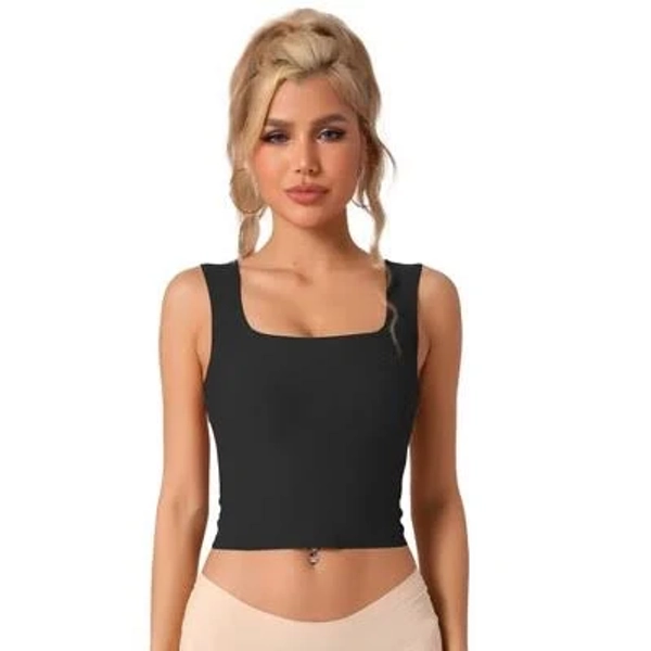 Allegra K Women's Ribbed Slim Fit Square Neck Tank Tops