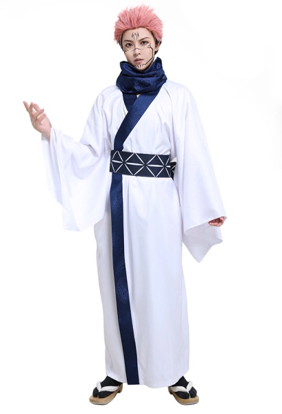 Jujitsu Fight Ryomen Sukuna King of Curses Cosplay Costume Men Casual Yukata Robe Japanese Style Simple Kimono Outfit with Obi Scarf