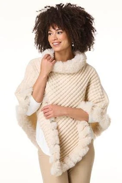 Knit Poncho with Fur Trim