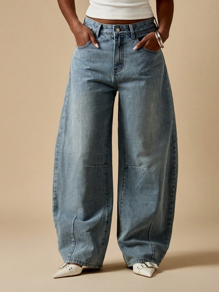 MISSGUIDED High Waisted Relaxed Fit Wide Leg Barrel Jeans