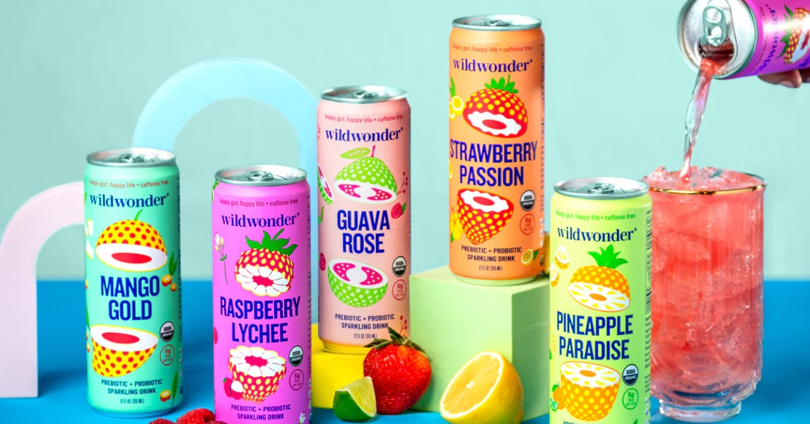 Prebiotic + probiotic sparkling drink for a happy gut