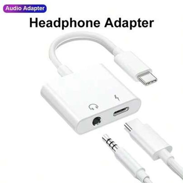 2-In-1 USB-C To 3.5mm Headphone And Charging Adapter, USB-C To Aux Audio Jack Adapter Compatible With IPhone 15/15 Plus/15 Pro/15 Pro Max, Galaxy S23/S22/S21, IPad Pro - Size 2 Pack