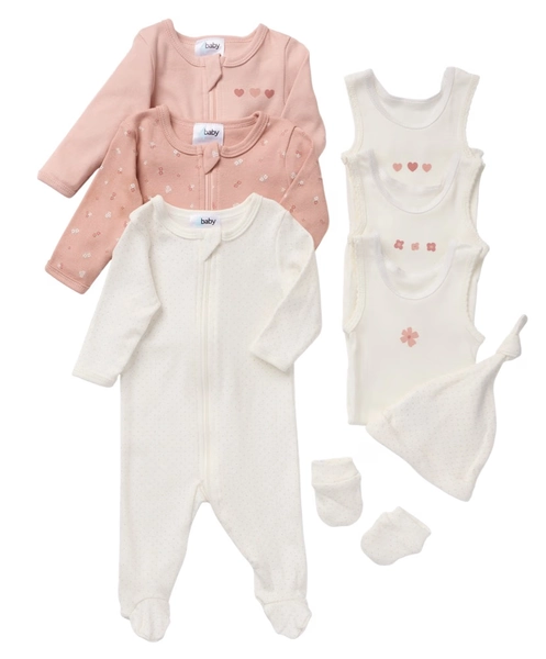 4Baby Newborn 8 Piece Set Flower Pink
