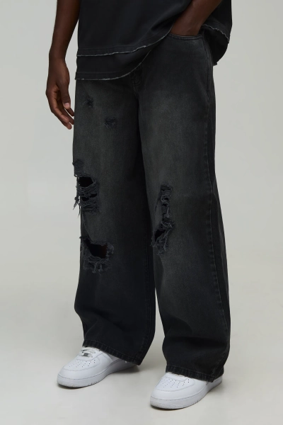 Tinted Ripped Baggy Fit Jeans